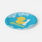 ブルーラバーダックパーソナライズされた誕生日 ペーパープレート (アングル)