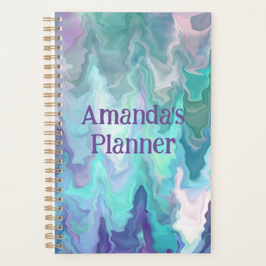 ブルーラパーソナライズされたプソディ |抽象芸術アート プランナー手帳 (正面)