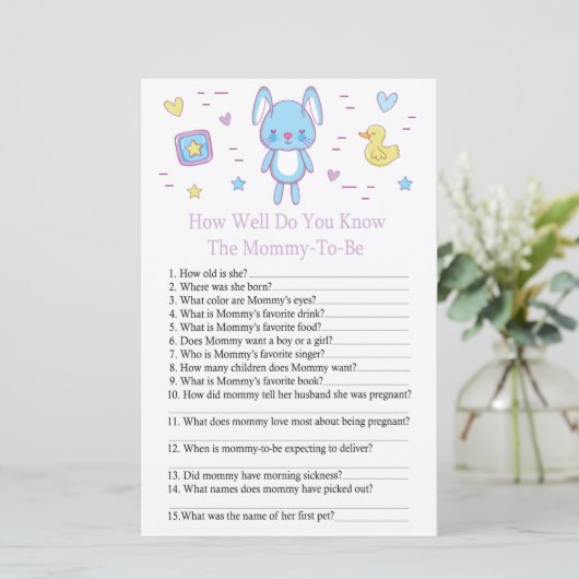 ブルーラビットどのように良く赤ちゃんシャワーのゲームを知っている (スタンド正面)