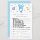 ブルーラビットどのように良く赤ちゃんシャワーのゲームを知っている (正面/裏面)