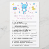 ブルーラビットどのように良く赤ちゃんシャワーのゲームを知っている (正面)