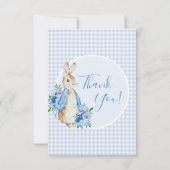 ブルーラビットウォーターカラーベビーシャワー サンキューカード (正面)