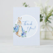 ブルーラビットウォーターカラーベビーシャワー サンキューカード (スタンド正面)