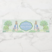 ブルーラビットジンガムパーソナライズされた赤ちゃんシャワー ペットボトルラベル (シングルラベル)