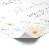 ブルーラビットソメイバニー赤ちゃんシャワーへようこそ ポスター (角)