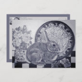 ブルーラビットバニースティルライフ絵画ズデダムプレート ポストカード (正面/裏面)