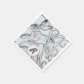 ブルーラビットバニーハレイースターモノグラムアールデコ スタンダードカクテルナプキン (角)