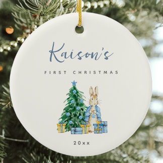 ブルーラビットバビーズ初めてのクリスマスセラミックオーナメント セラミックオーナメント