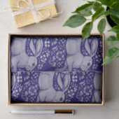 ブルーラビットバードサークルモリススタイルパターン 薄葉紙 (ギフト)