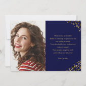 ブルーラブの卒業式キャップ金箔と 招待状 (裏面)