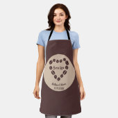 ブルーラブコーヒー豆ハート エプロン (着用した状態)