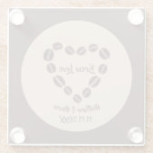 ブルーラブコーヒー豆ハート ガラスコースター (裏面)