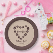 ブルーラブコーヒー豆ハート ペーパープレート (パーティー)