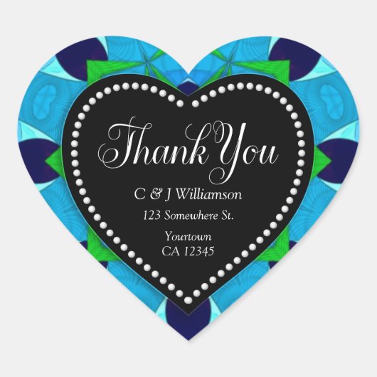ブルーラブサンキューハート ハートシール (正面)