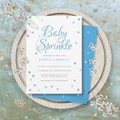 ブルーラブハートカップル男の赤ちゃん散水シャワー 招待状