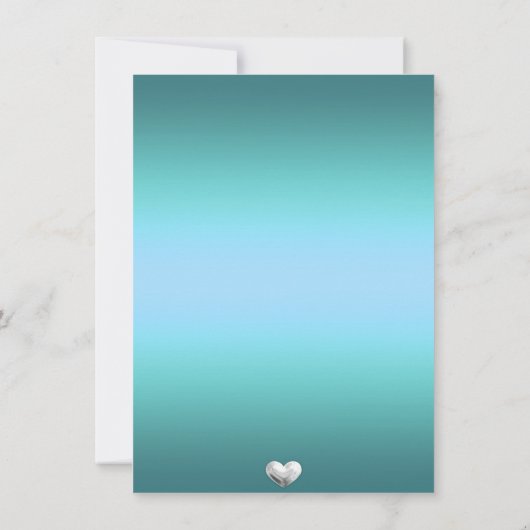 ブルーラブハートスウィート16誕生日招待状 招待状 (裏面)