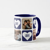 ブルーラブハートフォト最高のママエバーマグ マグカップ (正面右)