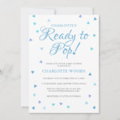 ブルーラブハート準備ができてポップ・アートの男の赤ちゃんシャワー 招待状 (正面)