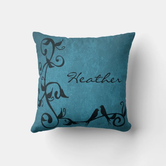 ブルーラブバードパーソナライズされた装飾用クッション クッション (裏面)