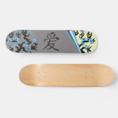 ブルーラブバード桜ツリー中国のラブシンボル スケートボード (横)