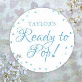 ブルーラブポップ・アートのハート男の赤ちゃんシャワー準備 ラウンドシール