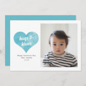 ブルーラブモダンハートバレンタインデーの写真 シーズンカード (正面/裏面)