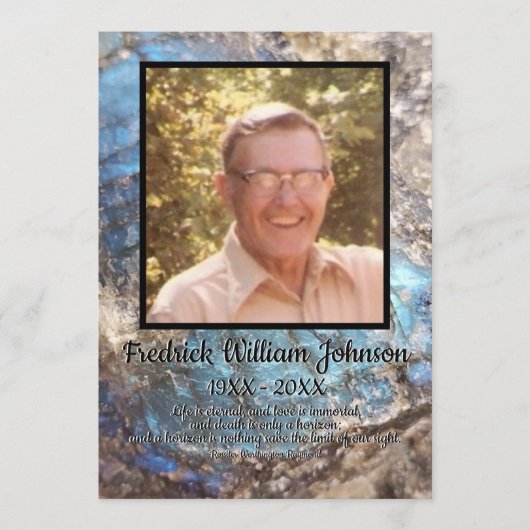 ブルーラブラドーライトストーン引用文と正方形の写真 プログラム (正面)