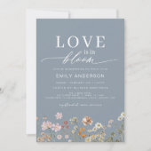 ブルーラブ開花ワイルドフラワーブライダルシャワー 招待状 (正面)