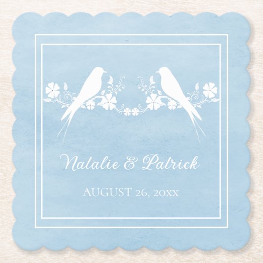 ブルーラベバード結婚フローラ紙コースター ペーパーコースター (正面)