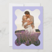 ブルーラベモダンンダーウェーブホタテ結婚プ写真 招待状 (裏面)