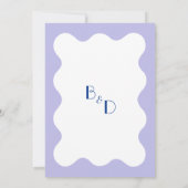 ブルーラベモダンンダー波ホタテ結婚グモノグラム 招待状 (裏面)