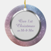 ブルーラベンダースターリーライト初めてのクリスマス セラミックオーナメント (裏面)