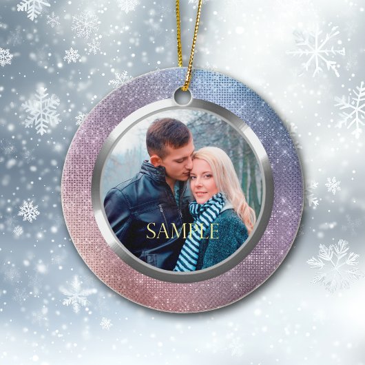 ブルーラベンダースターリーライト初めてのクリスマス セラミックオーナメント