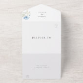 ブルーラベンダーフローラ水彩春の結婚式 オールインワン招待状 (外側)