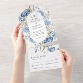 ブルーラベンダーフローラ水彩春の結婚式 オールインワン招待状 (貼ってはがせる)