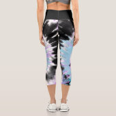 ブルーラベンダーブラック絞り染め抽象芸術旋回 カプリレギンス (裏面)