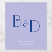 ブルーラベンダーモモダンノグラム結婚ズ ワインラベル (シングルラベル)