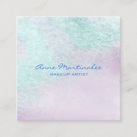 ブルーラベンダー抽象芸術スクエアビジネスカード スクエア名刺 (正面)