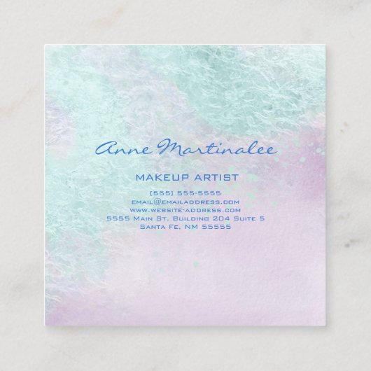 ブルーラベンダー抽象芸術スクエアビジネスカード スクエア名刺 (裏面)