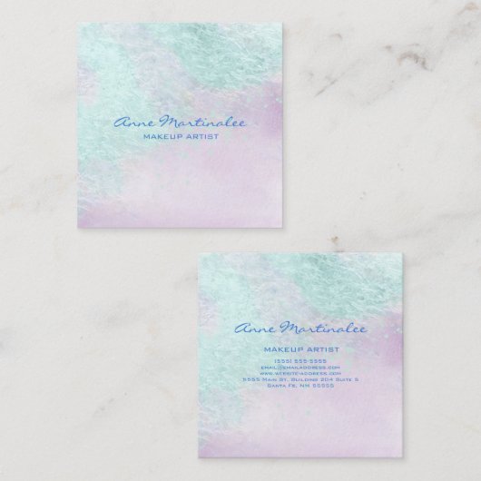 ブルーラベンダー抽象芸術スクエアビジネスカード スクエア名刺 (正面/裏面)