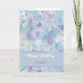 ブルーラベンダー白紫の花 誕生日 カード (正面)