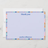 ブルーラベンダー モダン パーソナライズド ブライダルシャワー サンキューカード (正面)