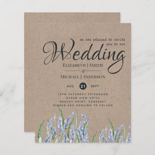 ブルーラベ素朴ンダーの結婚式が予算を招く (正面/裏面)