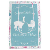 ブルーラマボーイベビーシャワー ミディアムペーパーバッグ (裏面)