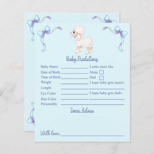 ブルーラムベビーシャワー予測とアドバイス (正面/裏面)