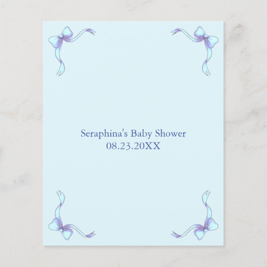 ブルーラムベビーシャワー予測とアドバイス (裏面)