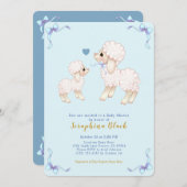 ブルーラムベビーシープボーイベビーシャワー 招待状 (正面/裏面)