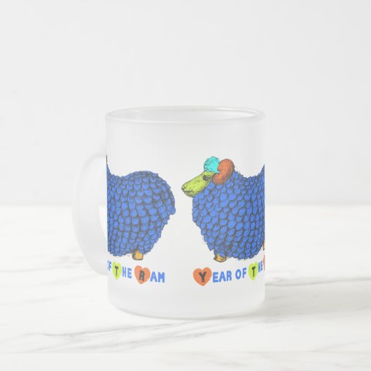 ブルーラム年中国の〔占星術の〕十二宮図すりガラスM フロストグラスマグカップ (正面左)