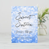 ブルーラモダンイツ写真甘い16パーティー 招待状 (スタンド正面)