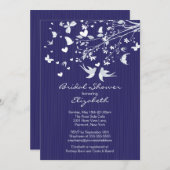 ブルーラモダンブバードブライダルシャワー招待 招待状 (正面/裏面)